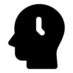
Clock inside head, punctual concept 
