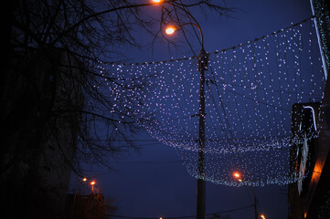 Christmas street decoration at night