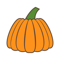 Pumpkins color icon isolated on white background. Elements for your design works. Symbol of Halloween and Thanksgiving Day. Vector illustration.