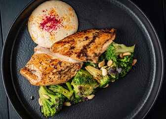 chicken fillet with broccoli and sauce