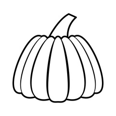 Outline icon of pumpkin isolated on white background. Element for your design works. Halloween. Thanksgiving Day. Line art vector illustration.