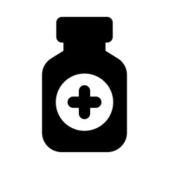 Icon of pills jar in solid design, medicine vector 