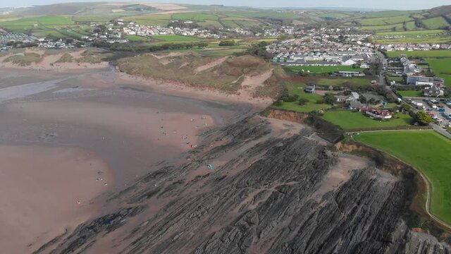 Aerial View Croyde Beach And Village North Devon Colour Graded