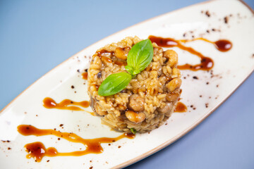 Traditional spanish paella with vegetables and chicken.