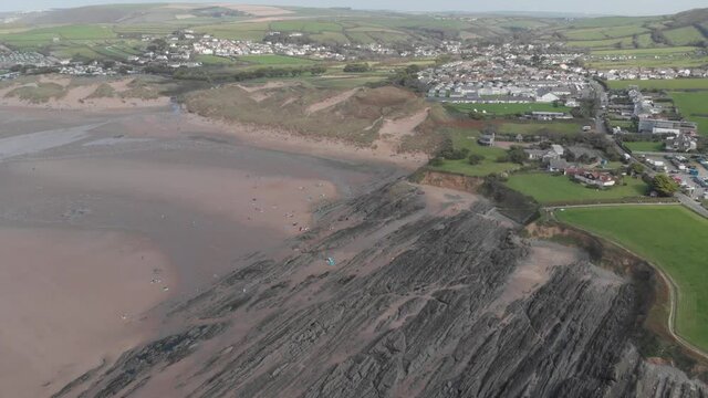 Aerial View Croyde Beach And Village North Devon D Log