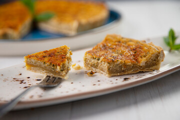 Flaó traditional dessert from Ibiza. The cheesecake is a unique combination of flavors — anise...