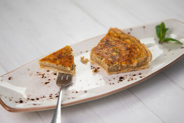Flaó traditional dessert from Ibiza. The cheesecake is a unique combination of flavors — anise...