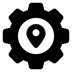 
Location settings icon, gear with location pin 
