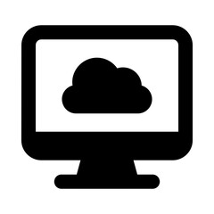 
Icon of cloud computer in solid design 
