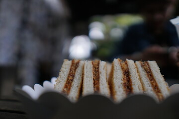 close up of a sandwich.