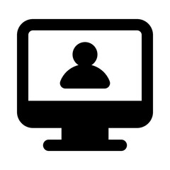 
Person inside monitor, video call icon
