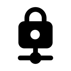 
Icon of network lock in glyph design 
