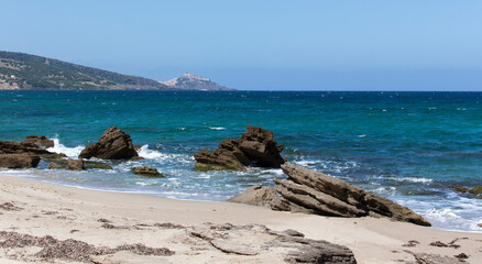 View of Sardinia coast with Castelsardo