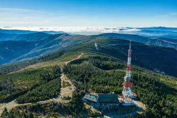Polish mountains in Silesia Beskid in Szczyrk. Skrzyczne hill inPoland in autumn, fall season...