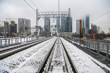 Fototapeta premium industrial landscape with railway tracks and bridges