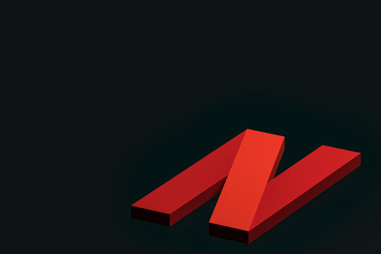Netflix minimal logo 3d rendering close up for design background template
