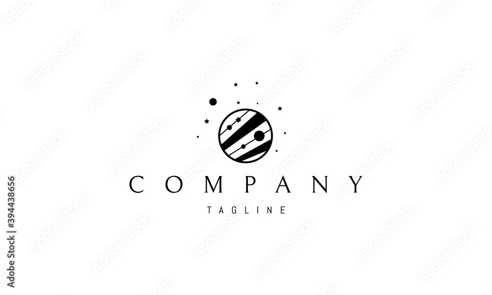 Wall mural vector logo on which an abstract image of the planet in a childish style.