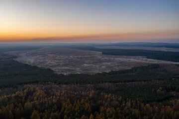 Bledowska Desert sand the largest area of quicksand in Poland. Located on the border of the Silesian Upland, Bledow, Klucze and village of Chechlo, large forest area aerial drone