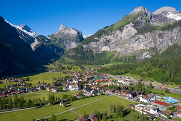 Fototapeta na wymiar Kandersteg village and Kandertal Valley, Kandersteg, Switzerland