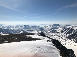 Snow covered mountains and glaciers