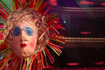 Latin American tradition. Nicaraguan traditional mask used in typical dance. Concept for touristic advertising with copy space.