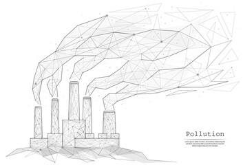 Abstract image environmental pollution in the form of lines and dots, consisting of triangles and geometric shapes. 3D Low poly vector background. Industrial zone