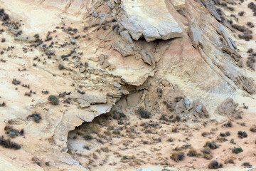 Desert landscape in a cloudy day in Bardenas Reales of Navarra, Spain.