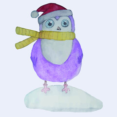 Owl with santa hat