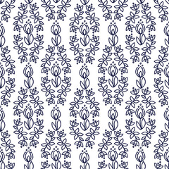 Ethnic floral seamless pattern on white background