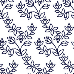 Ethnic floral seamless pattern on white background