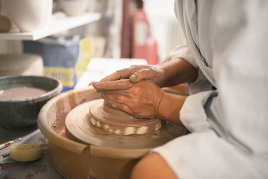 Woman using potters wheel, Sweden