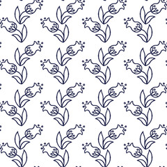 Ethnic floral seamless pattern on white background