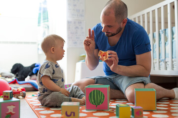 Father playing with son, Sweden