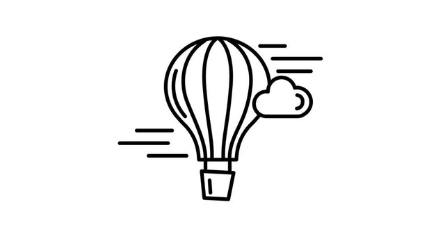 Hot Air Balloon line icon on the Alpha Channel