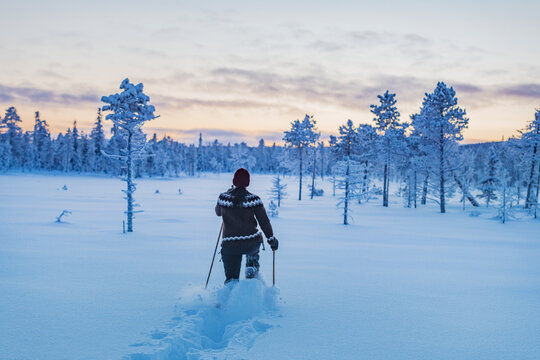 Nordic walking at winter, Sweden