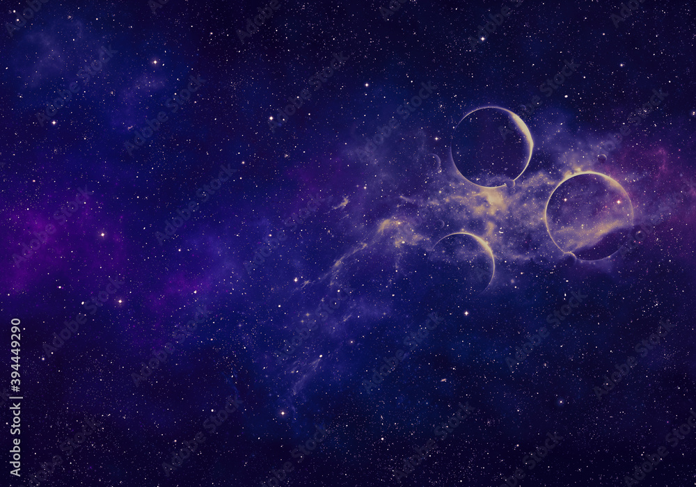 Wall mural planets in outer space with nebula and stars