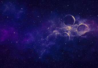 Planets in outer space with nebula and stars