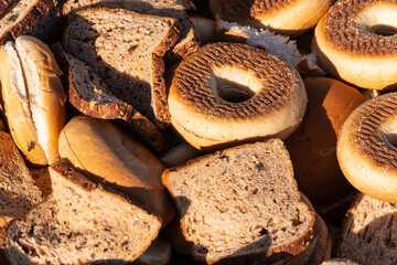 Rotting bread leftovers for organic soil or animal food.