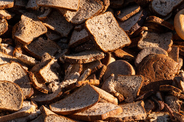 Rotting bread leftovers for organic soil or animal food.