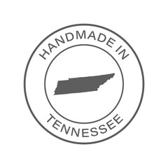 "Handmade in Tennessee" icon, vector with transparency. With state silhouette in the middle.