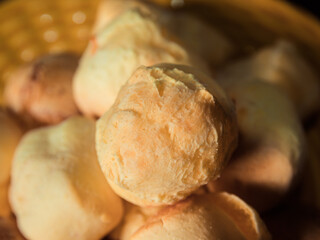 Close up of Traditional Brazilian snack called Cheese Bread 