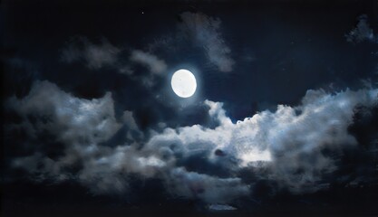 Naklejka na ściany i meble Moon in cloudy, stormy sky at night
