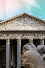 View of fountain near pantheon, Rome, Italy