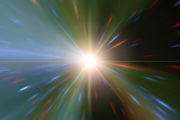 Light stripes. Sunburst in galaxy. Hyper jump. The elements of this image furnished by NASA.