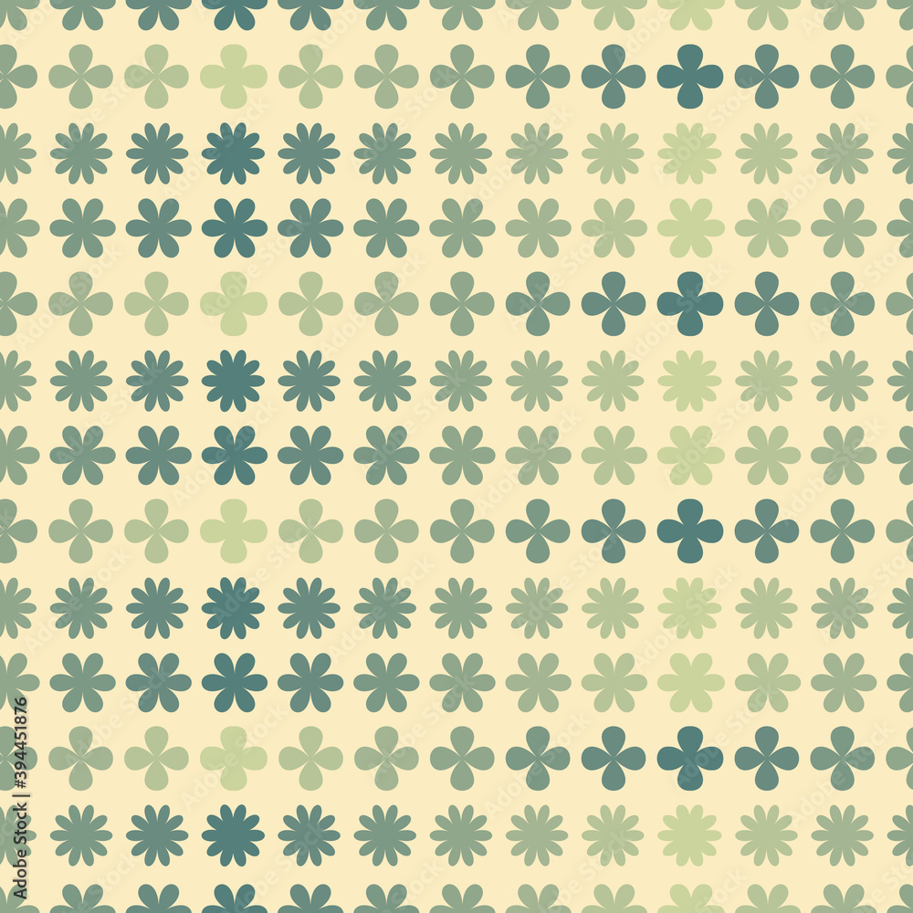 Poster green retro flower seamless repeat pattern print background