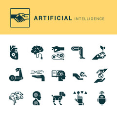 Big icon set. A set of icons in the linear style of artificial intelligence, robots and various modern technologies. EPS 10.