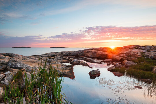 Sunset at sea, Sweden