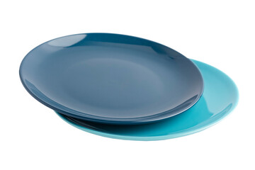 two plates of blue and light blue are stacked on top of each other. Isolated object on white background