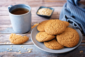Fresh sweet healthy oatmeal cookies with oats