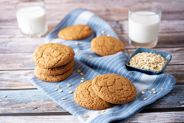 Fresh sweet healthy oatmeal cookies with oats